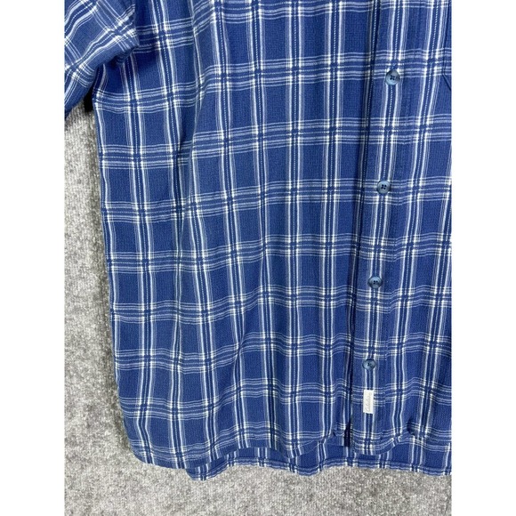 Cabelas Short Sleeve Knit Button Up Shirt Mens Size XL Blue Cotton Pocket Collar - Picture 8 of 14